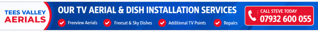 Call Us Tees Valley Aerials – TV aerial installation, Freesat and Sky dishes, additional TV points and repairs in Stockton-on-Tees and Teesside.