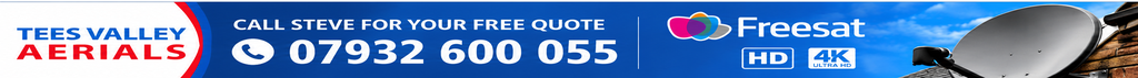 Tees Valley Aerials – Freesat HD and 4K dish installation services in Stockton-on-Tees and Teesside. Call 07932 600 055.